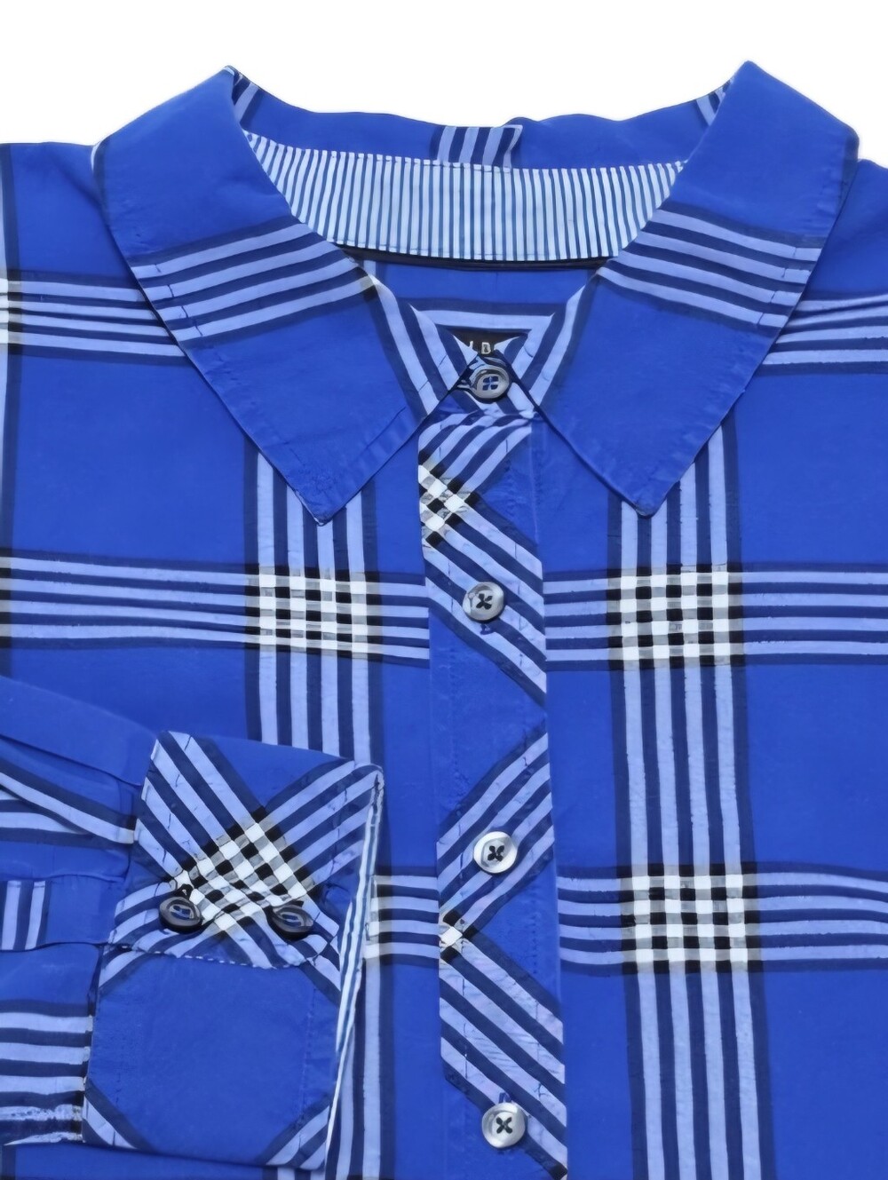 Talbots Plus 2X Blue Plaid Flannel Button Down Shirt Windowpane Preppy Classic